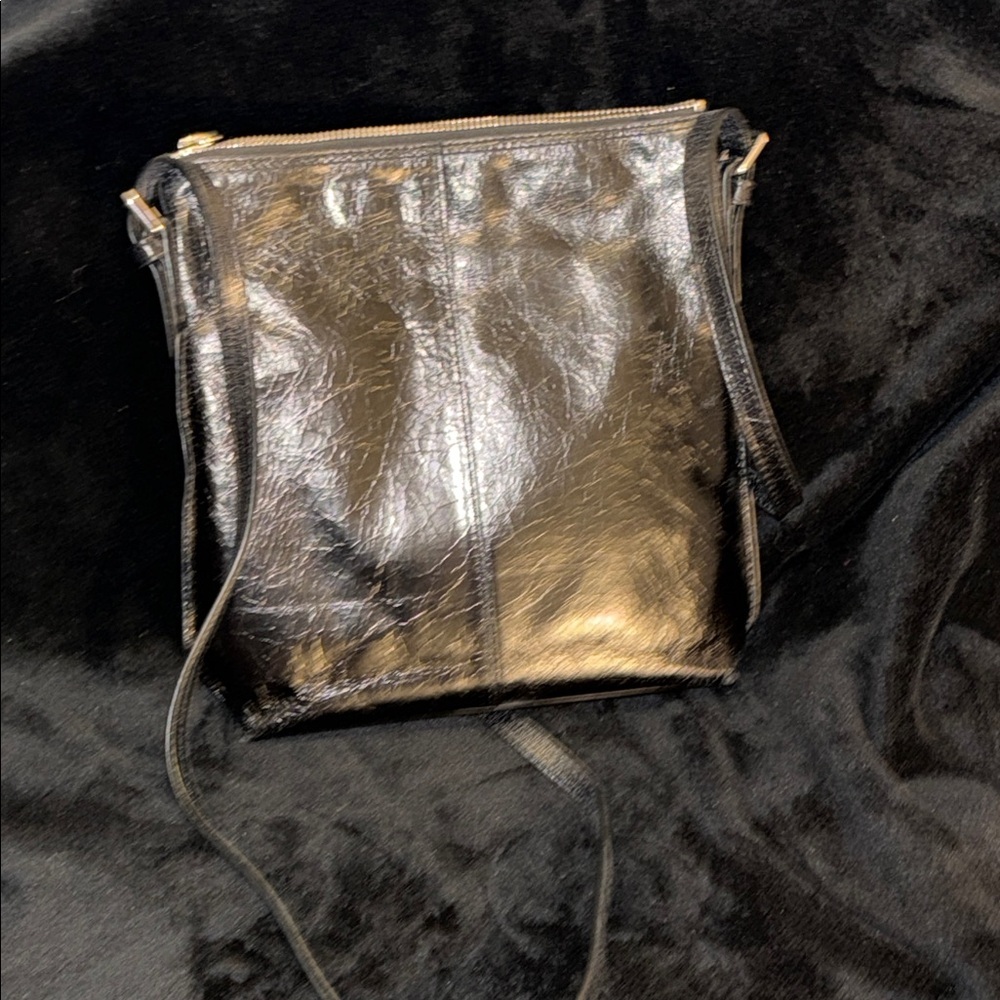 HOBO Glossy Black Leather Crossbody Bag - Picture 7 of 11